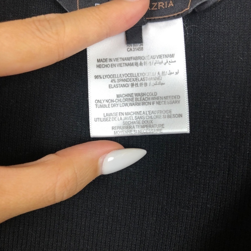 BCBG MAXAZRIA Black v neck short sleeve ribbed long tee - Picture 3 of 5